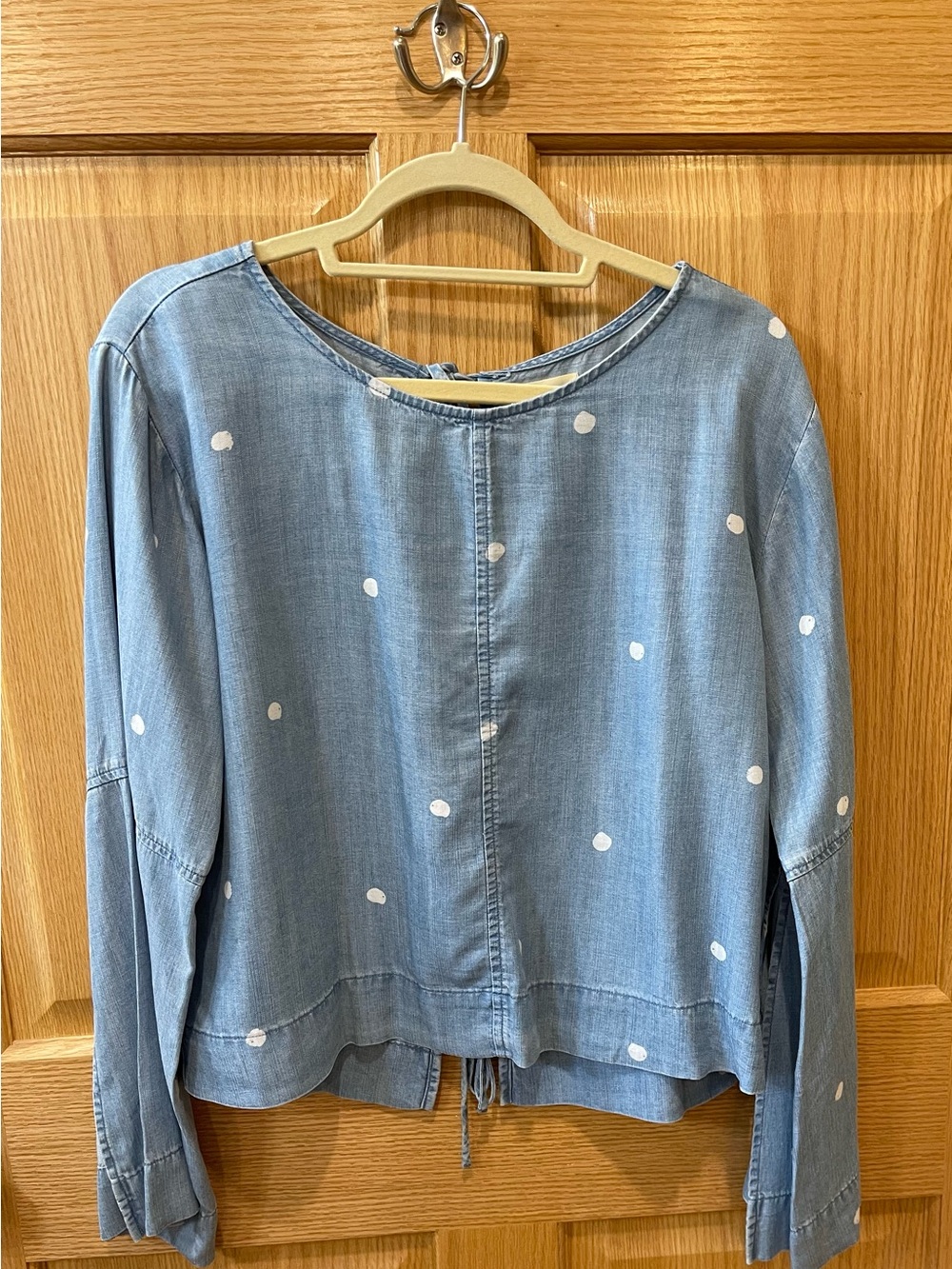 Denim Blue Polka Dot Long-Sleeve Women's Top